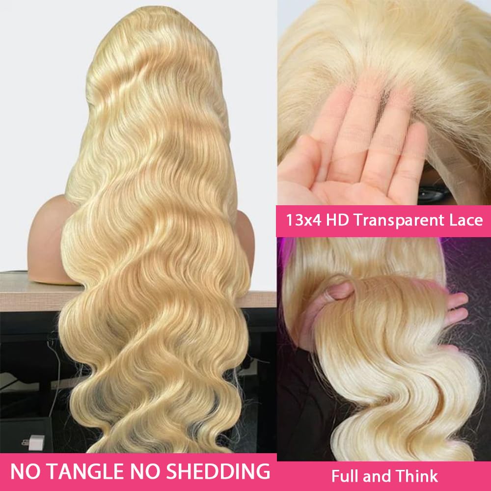 Ms. Luxury #613 Blonde 13"x4" Body Wave Transparent Lace Frontal Wigs 150%