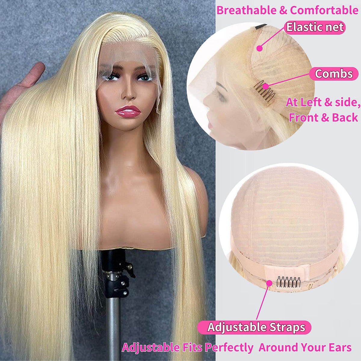 Ms. Luxury #613 Blonde 13"x4" Straight Transparent Lace Frontal Wigs 150%
