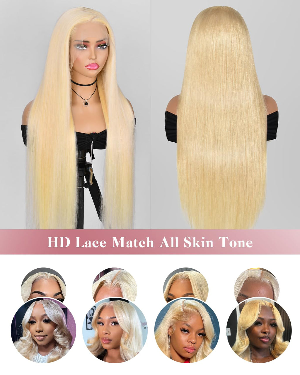 Ms. Luxury #613 Blonde 13"x4" Straight Transparent Lace Frontal Wigs 200%