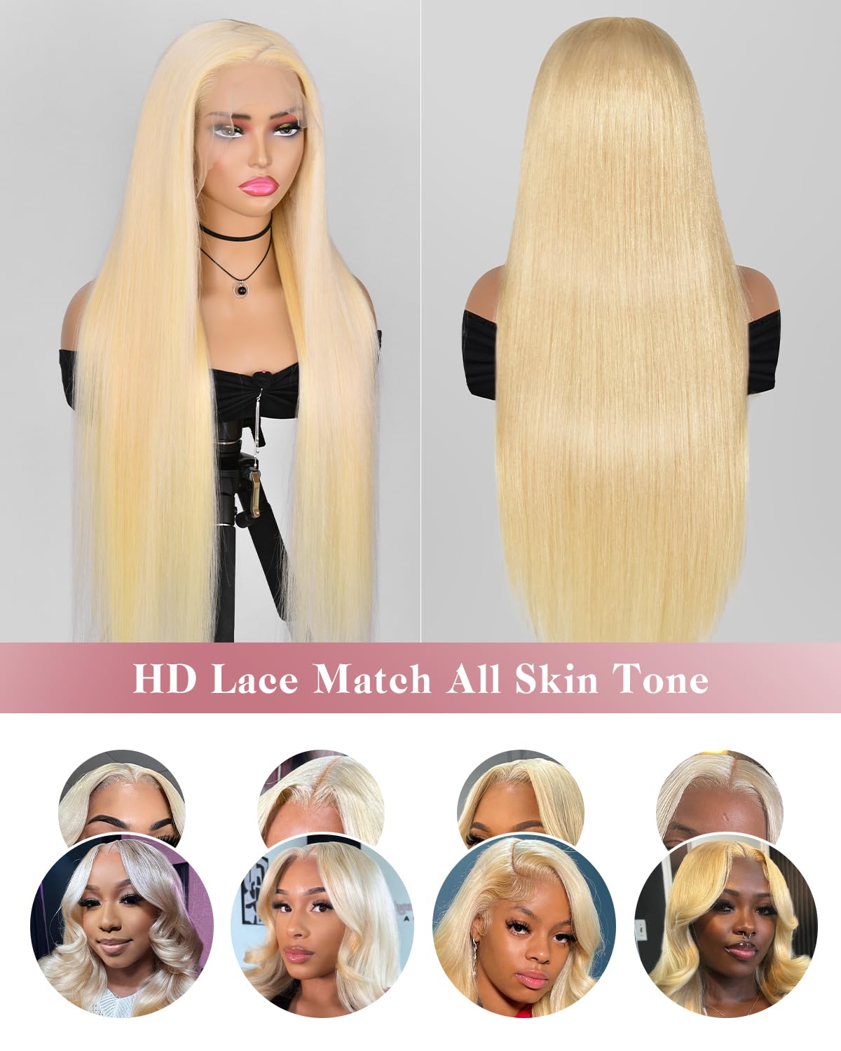 Ms. Luxury #613 Blonde 13"x4" Straight Transparent Lace Frontal Wigs 200%