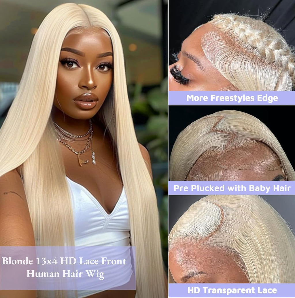 Ms. Luxury #613 Blonde 13"x4" Straight Transparent Lace Frontal Wigs 200%