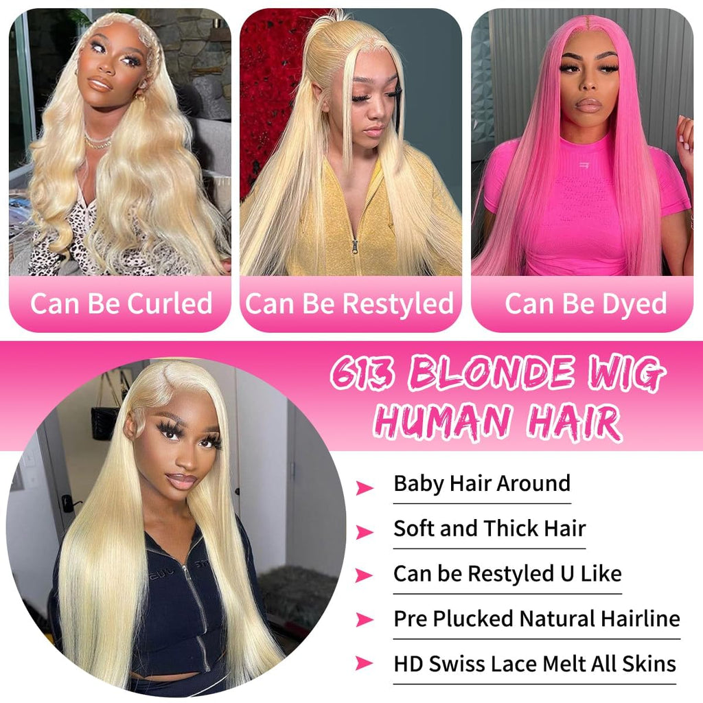 Ms. Luxury #613 Blonde 13"x4" Straight Transparent Lace Frontal Wigs 200%
