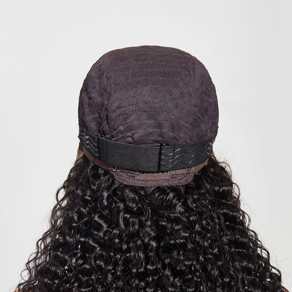 Ms. Luxury 13"x4" Water Wave 150% Transparent Lace Frontal Wig #1B