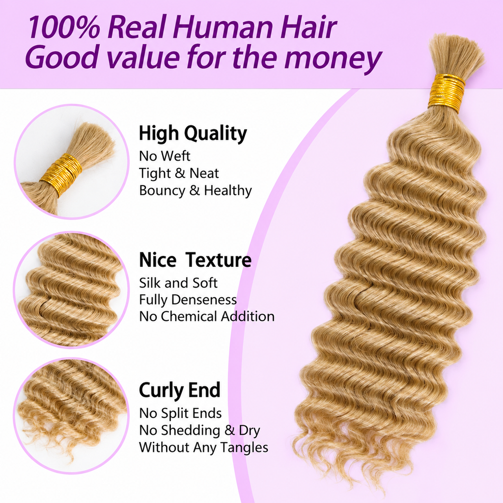 Ms. Luxury #27 Deep Wave Hair Bulk Hair for Braiding