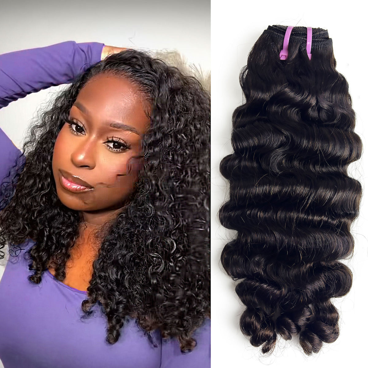 Ms. Luxury 14-30 Inches Burmese Curly 12A Raw Vietnam Hair Bundles #1B Natural Color
