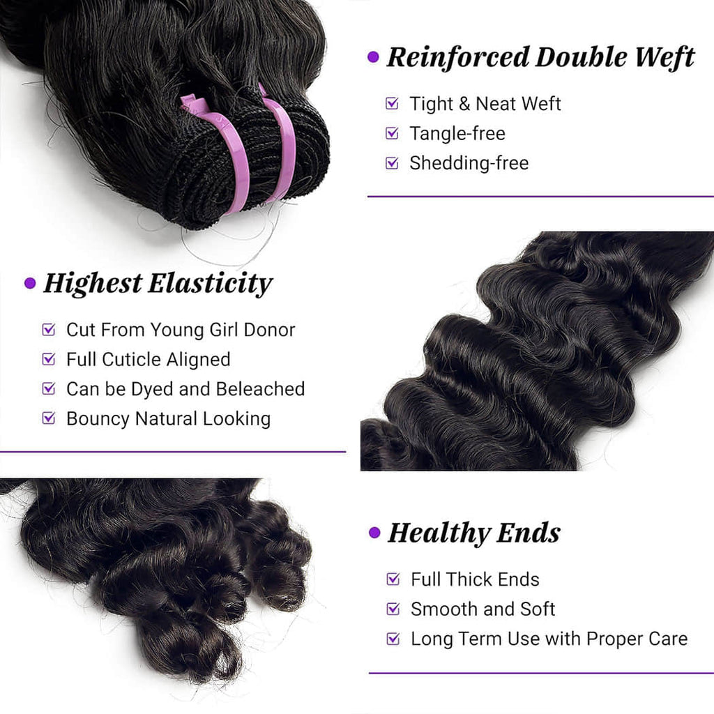 Ms. Luxury 14-30 Inches Burmese Curly 12A Raw Vietnam Hair Bundles #1B Natural Color