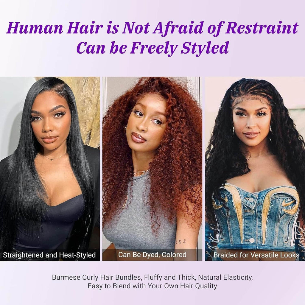 Ms. Luxury 14-30 Inches Burmese Curly 12A Raw Vietnam Hair Bundles #1B Natural Color