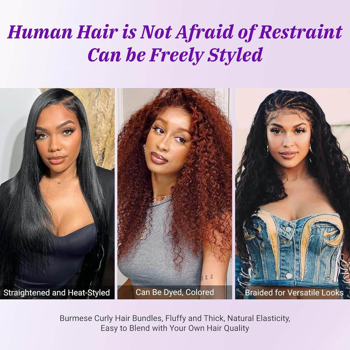 Ms. Luxury 14-30 Inches Burmese Curly 12A Raw Vietnam Hair Bundles #1B Natural Color