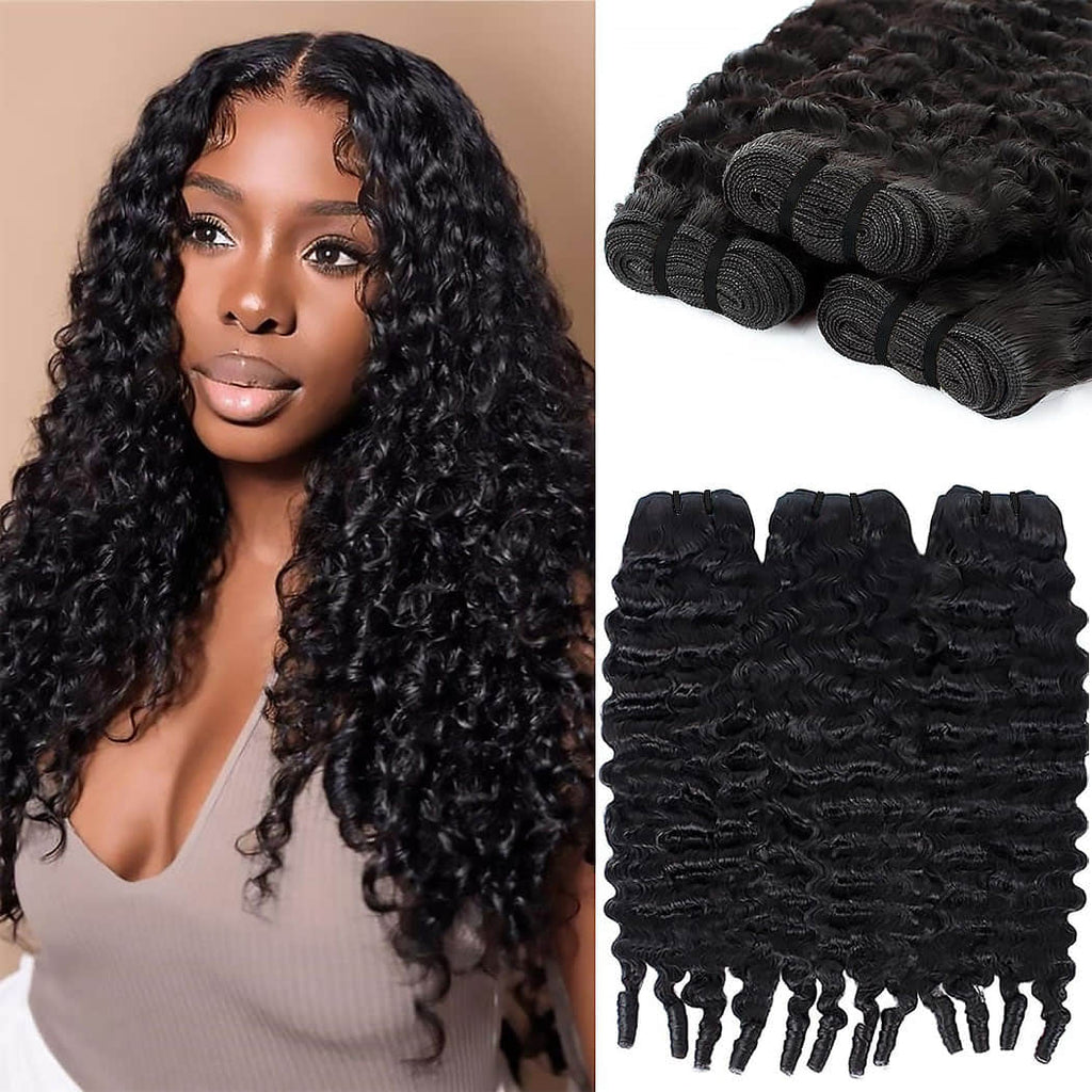 Ms. Luxury 14-30 Inch Burmese Curly Brazilian Virgin Hair Bundles #1B