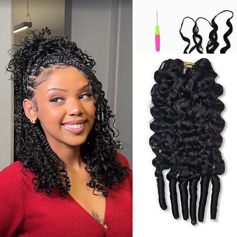Ms. Luxury Burmese Curly Feather Crochet Human Hair Extensions 100% Virgin Hair Crochet Braid For Miracle Knots Natural Black