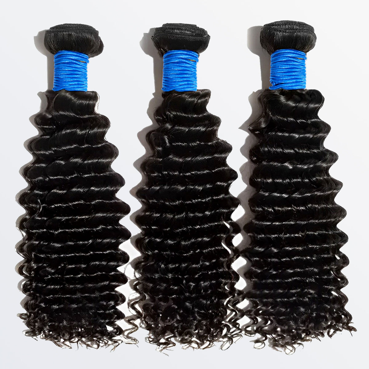 Ms. Luxury 10-30 Inch Deep Curly Brazilian Virgin Hair Bundles #1B