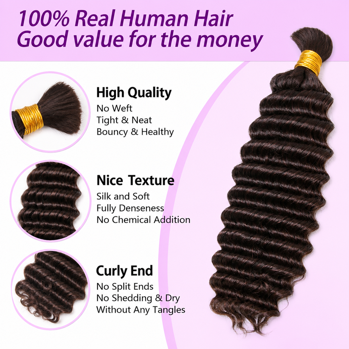 Ms. Luxury #4 Deep Wave Hair Bulk Hair for Braiding