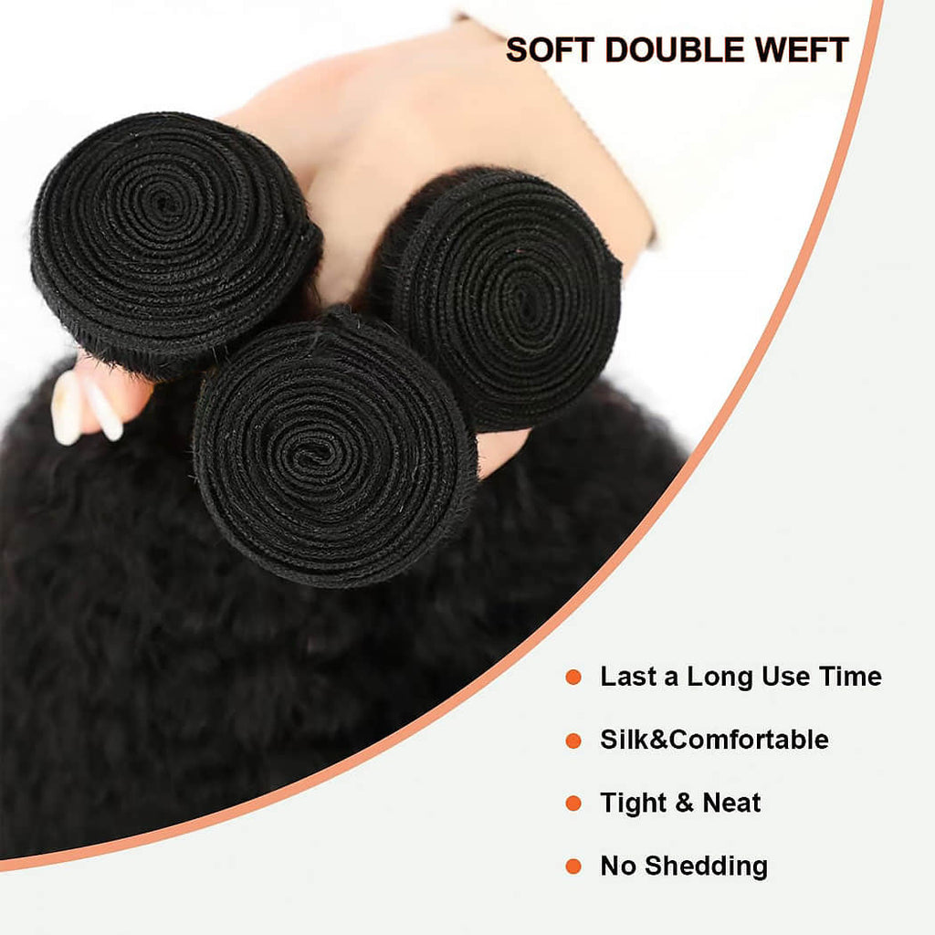 Ms.Luxury 14-30 Inch Kinky Straight Brazilian Virgin Hair Bundles #1B
