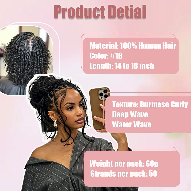 Ms. Luxury Burmese Curly Feather Crochet Human Hair Extensions 100% Virgin Hair Crochet Braid For Miracle Knots Natural Black