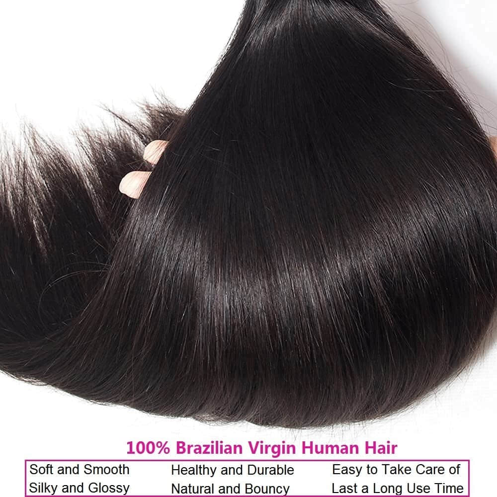 Ms.Luxury 10-30 Inch Straight Brazilian Virgin Hair Bundles #1B