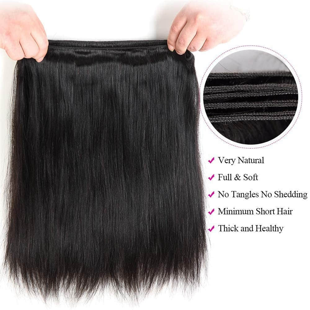 Ms.Luxury 10-30 Inch Straight Brazilian Virgin Hair Bundles #1B