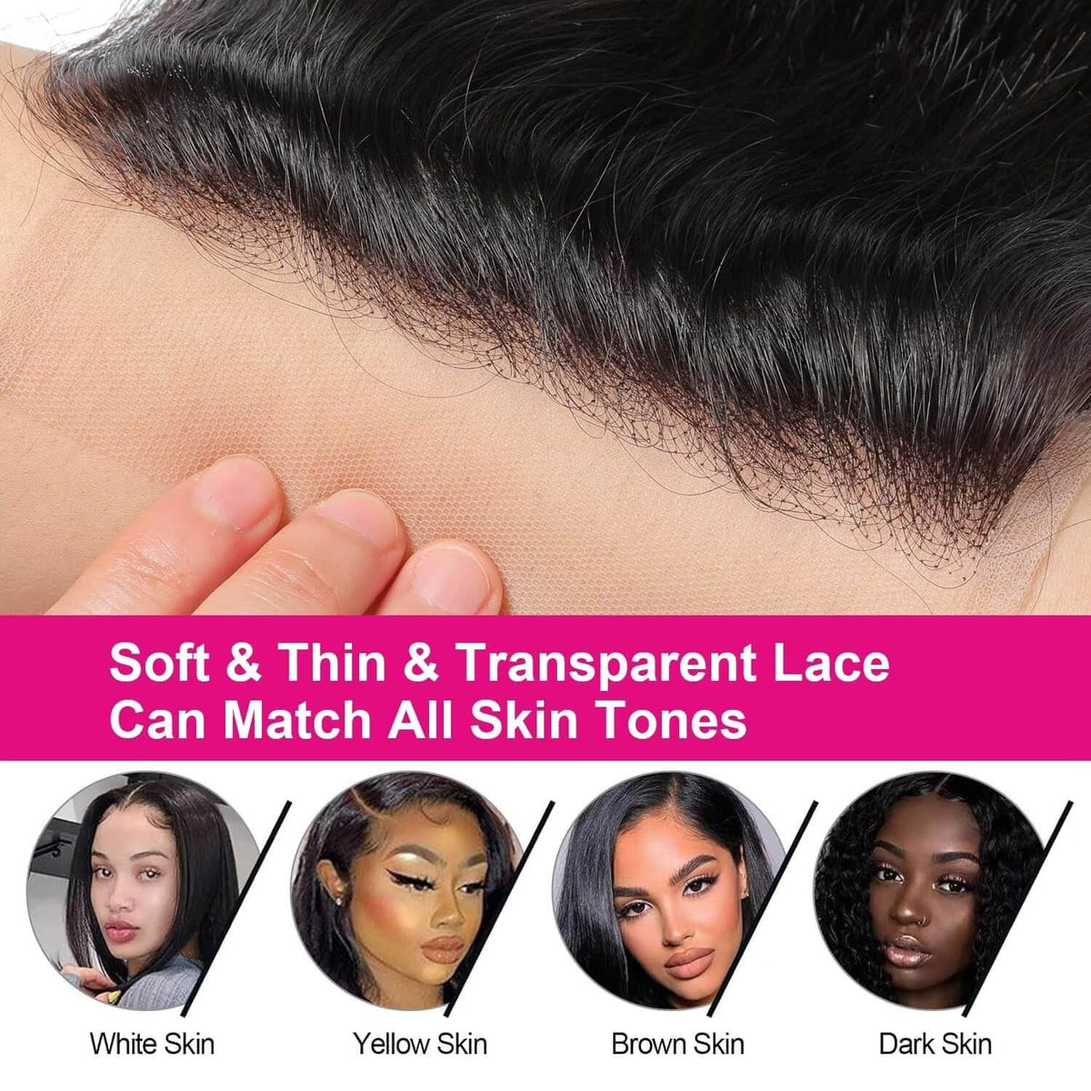 Ms. Luxury 12-20 Inch 5"x5" Transparent Lace Closure Body Wave #1B