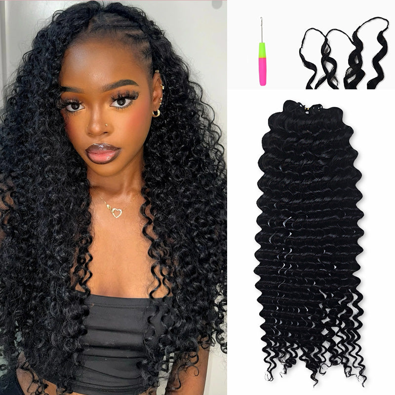 Ms. Luxury Water Wave Crochet Human Hair Lightweight for Miracle Knots