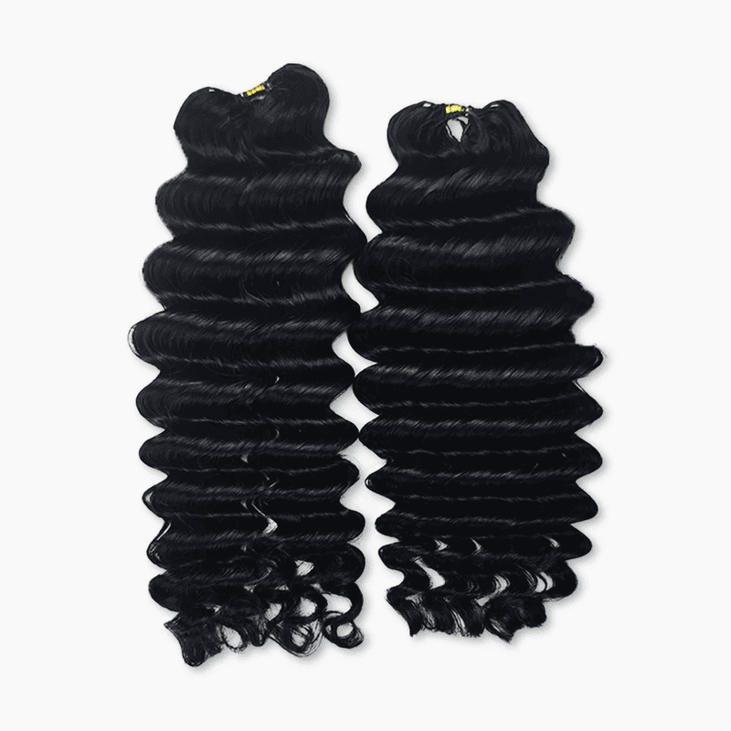 Ms. Luxury Deep Wave Feather Crochet Human Hair Premium Pre-Looped Extension for Boho Braids