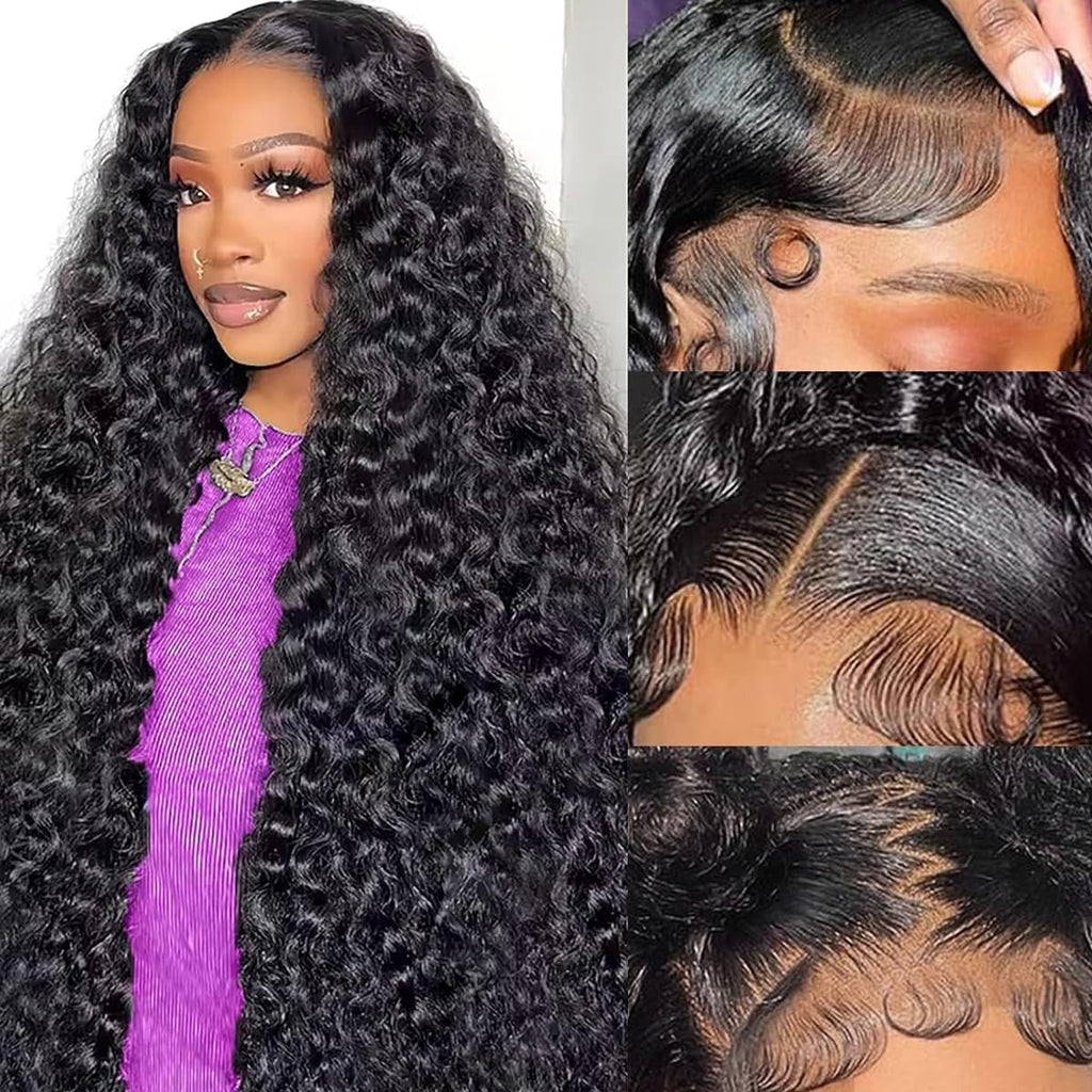 Ms. Luxury 13"x4" Deep Wave 150% Transparent Lace Frontal Wig #1B